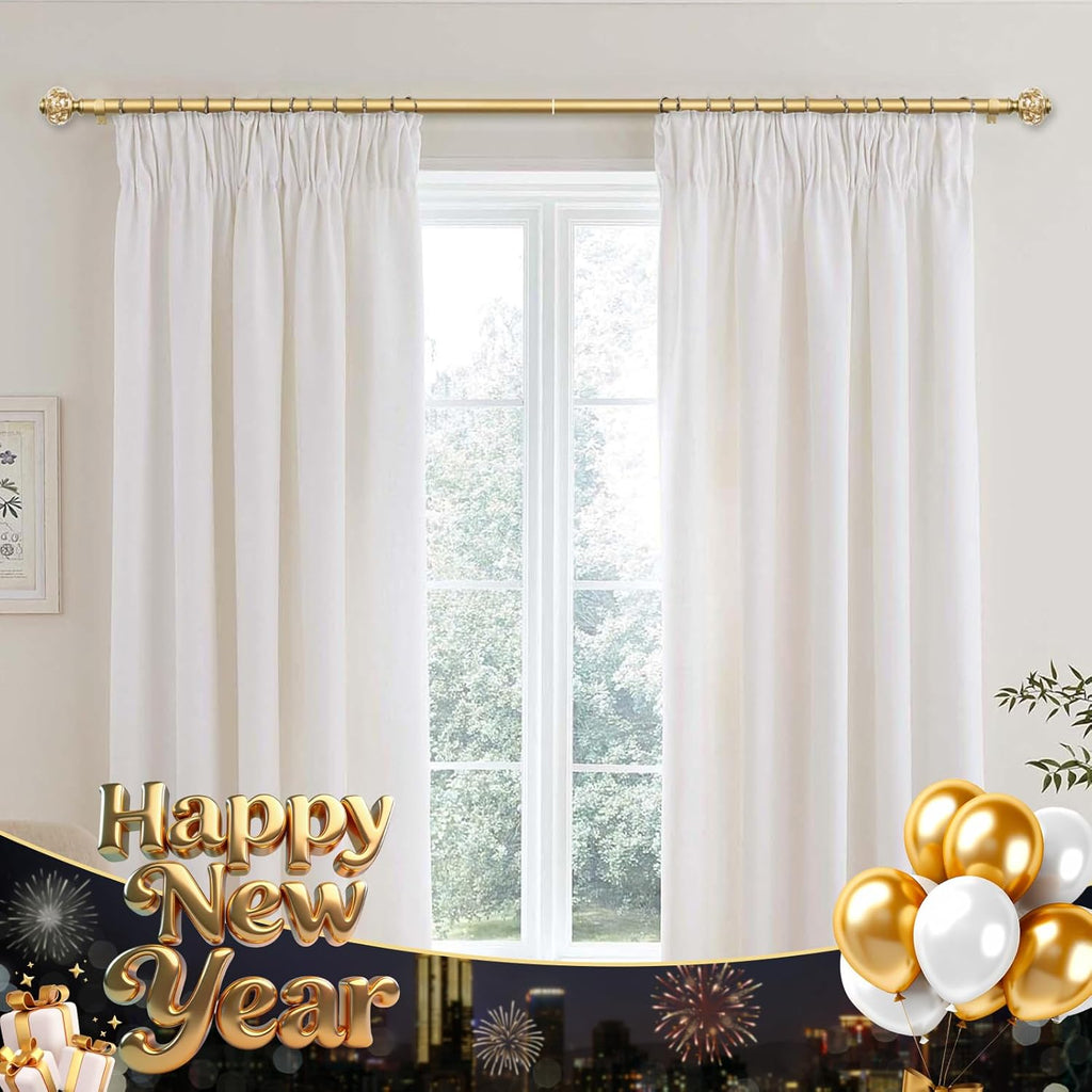 2 Pack Curtain Rods, 1 Inch Telescoping Drapery Rod 28 to 48 inch (2.3 to 4 ft), USFOOK Curtain Rods for Windows 16 to 44 Inches, Luxury Gold Translucent Finials