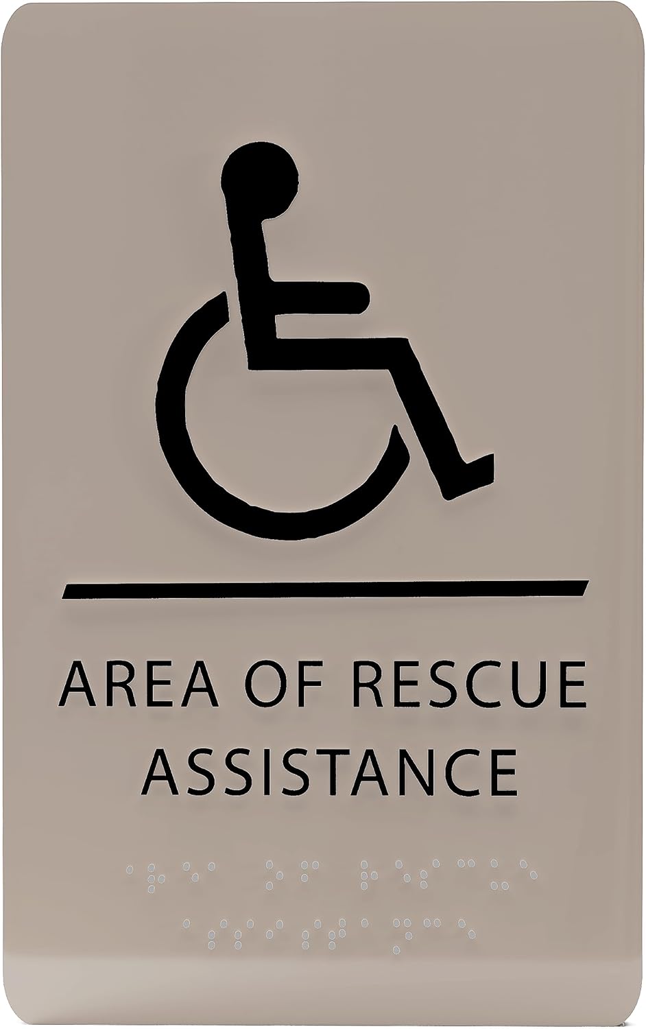 6" X9" Area of Rescue Assistance Sign - ADA Compliant Tactile Graphics Grade 2 Braille Text Signs| Sign for Shopping Malls, Offices, Hotels, Schools, Apartments, and Restaurants