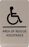 6" X9" Area of Rescue Assistance Sign - ADA Compliant Tactile Graphics Grade 2 Braille Text Signs| Sign for Shopping Malls, Offices, Hotels, Schools, Apartments, and Restaurants