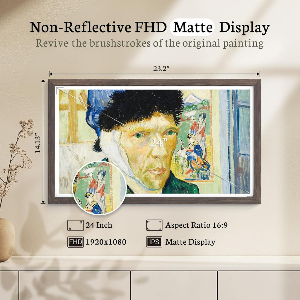 BSIMB Large Digital Picture Frame 24 Inch, 1920x1080 FHD WiFi Digital Photo Frame Electronic 32GB, Wall Mount Included, Share Pictures/Videos via App Easy Setup Gifts for Mom(Non-Touch), Dark Wood