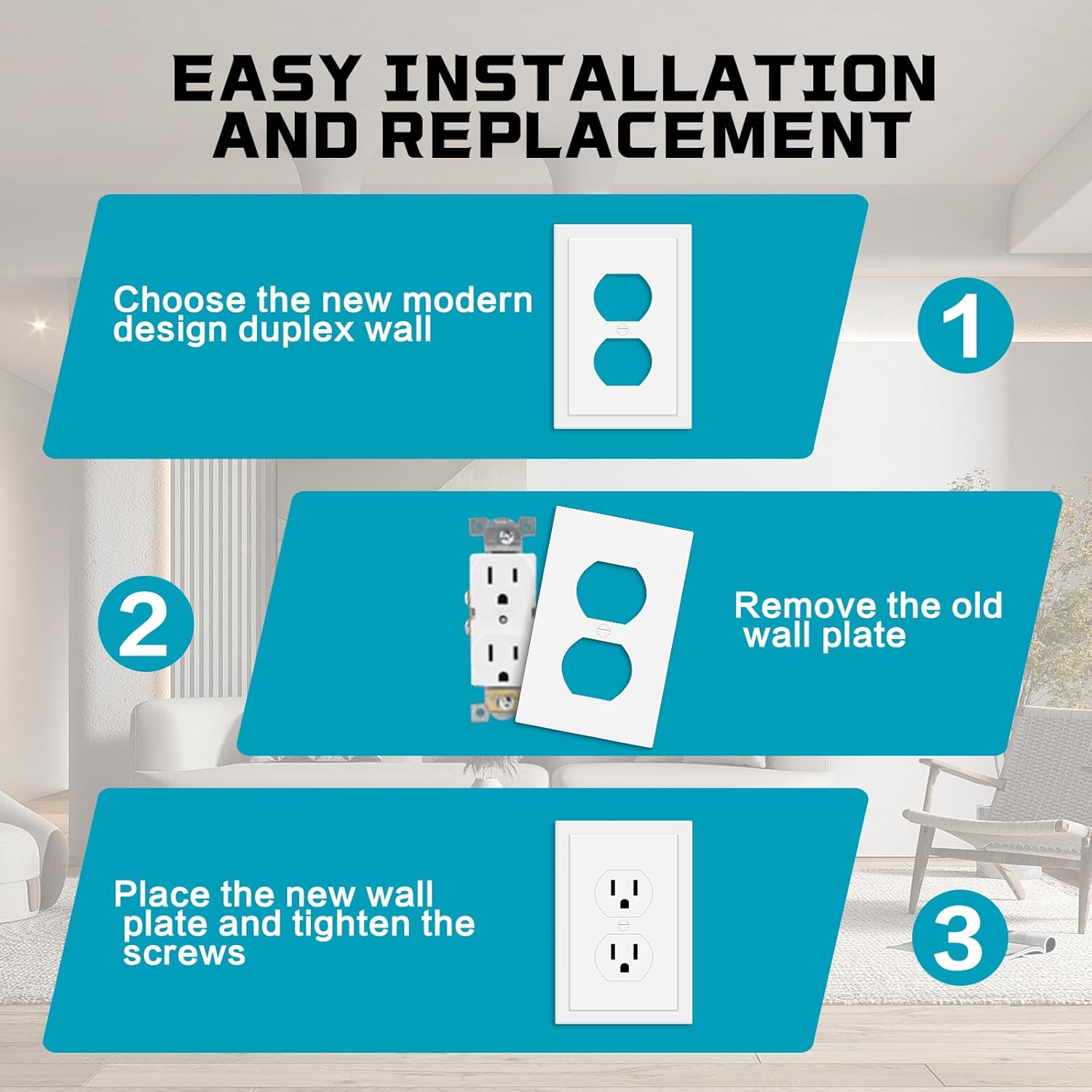 Outlet Covers Wall Plate Electrical Outlet Cover Plates Dual Receptacle Outlet Faceplate for Light Switches, Smart Switch, GFCI, Dimmers, Receptacle, USB Outlet (20 Pack, 1-Gang 4.88X3.18 Inch)