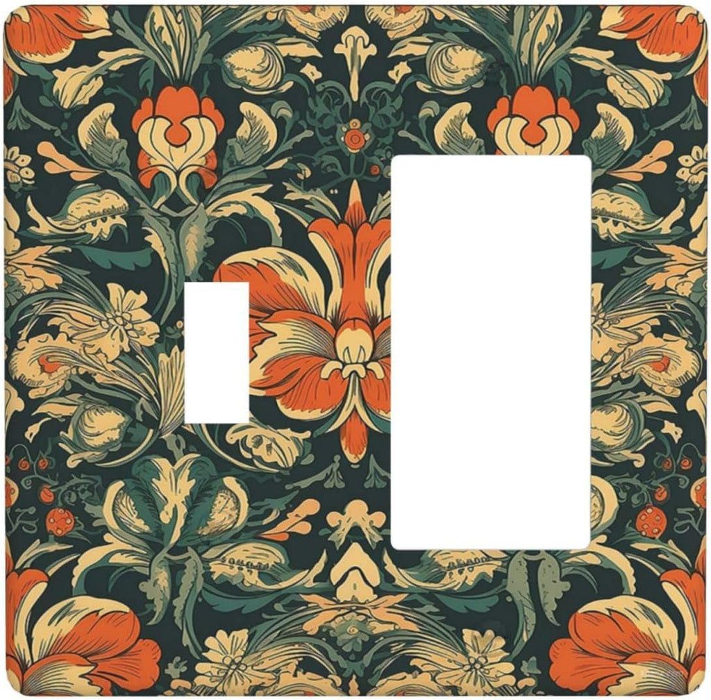 Outlet Covers William Morris Abstract Floral Plant Pattern Orangeyellowgreen 1 Toggle 1 Rocker Combination Decorative Wall Plate Electrical Switch Plates Light Switch Cover Plate for Bedroom