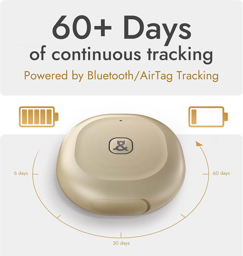 Molly&Cody GPS + Bluetooth Pet Tracker for Cats & Dogs – Real‑Time Tracking, Virtual Fence, IP67 Waterproof, Up to 60‑Day Battery, Health Monitoring, iOS/Android – Subscription Required (White)