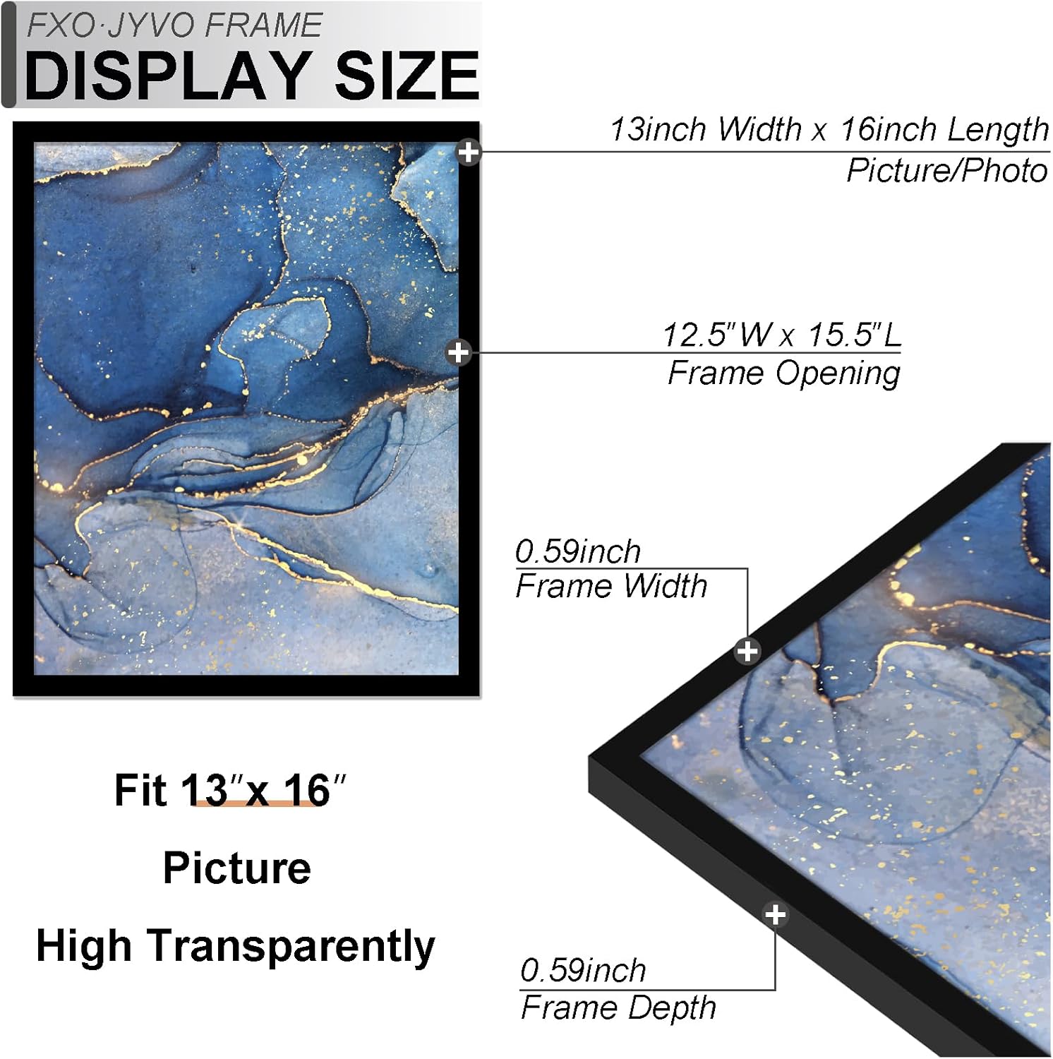 13x16 Picture Frame Set of 6, Black Frame for 13 x 16 Inch Picture Poster Photo, Light Weight and High Transparent 13 by 16 Frame for Wall - 6 Pack/Black/13 x16
