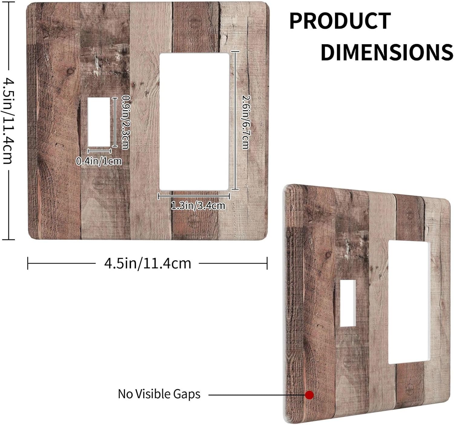 Outlet Covers Retro Wood Brown Farmhouse Barn Wooden 1 Toggle 1 Rocker Combination Decorative Wall Plate Electrical Switch Plates Light Switch Cover Plate for Farmhouse Cabin Decor