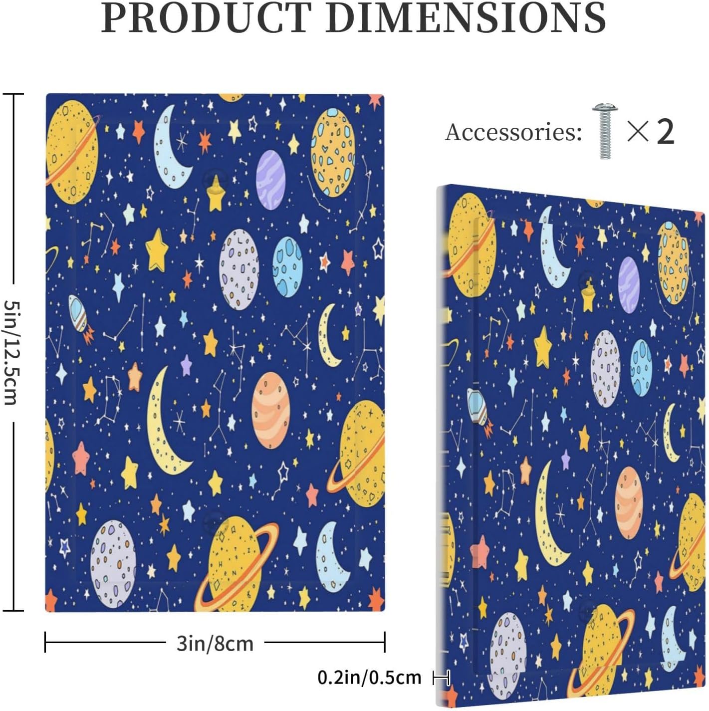 Stars Starry Night Sun Moon Planet Constellations Light Switch Cover Plate 1 Gang No Device Blank Decorative Switch Plate Electrical Wall Plates Faceplate for Bedroom Bathroom Decor