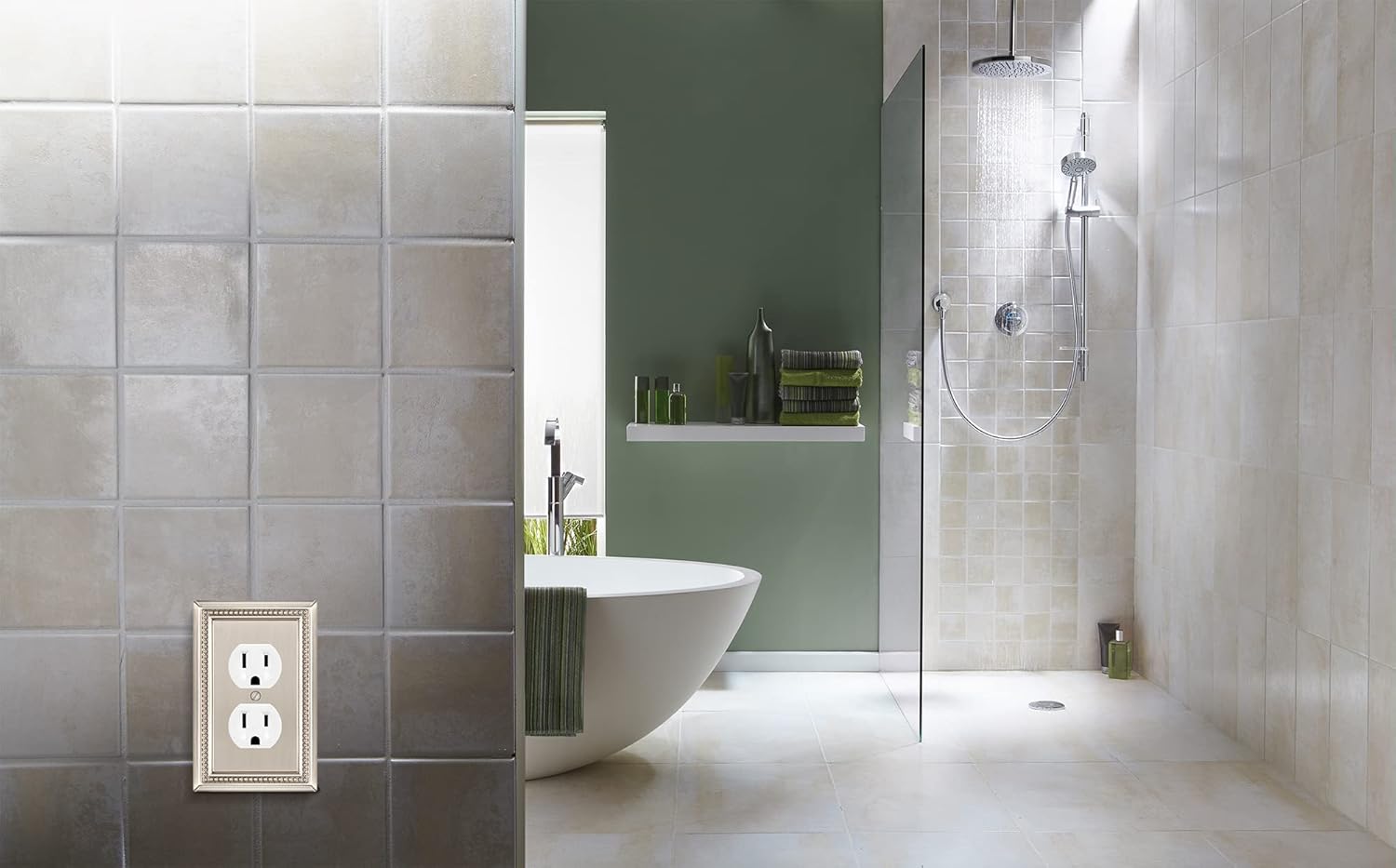Henne Bery Sunken Pearls Heavy Duty Decorative Wall Plate Switch Plate Outlet Cover (Single Duplex, 3 Pack, Satin Nickel)