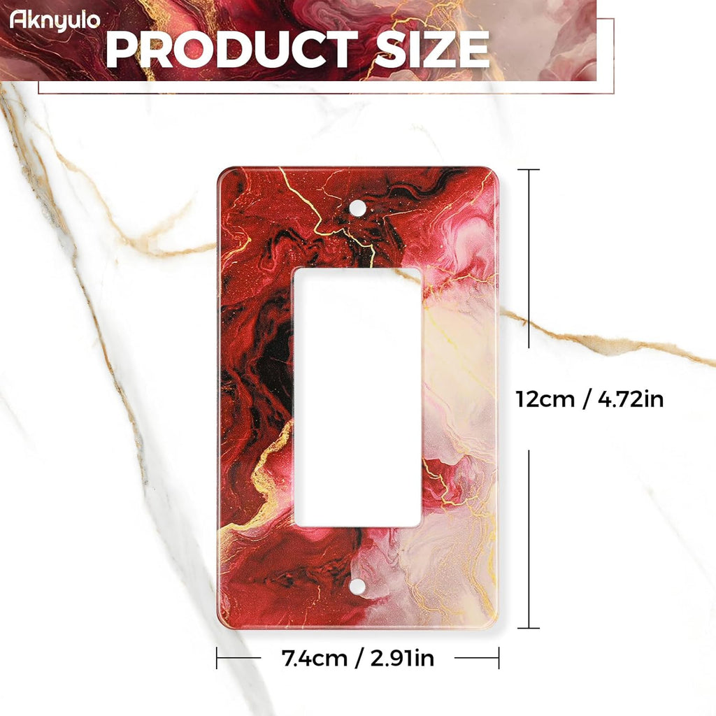 Rich Burgundy Marble Acrylic Wall Plate Switch Light Cover Durable Decorative Outlet Covers Switch Plates And Outlet Covers