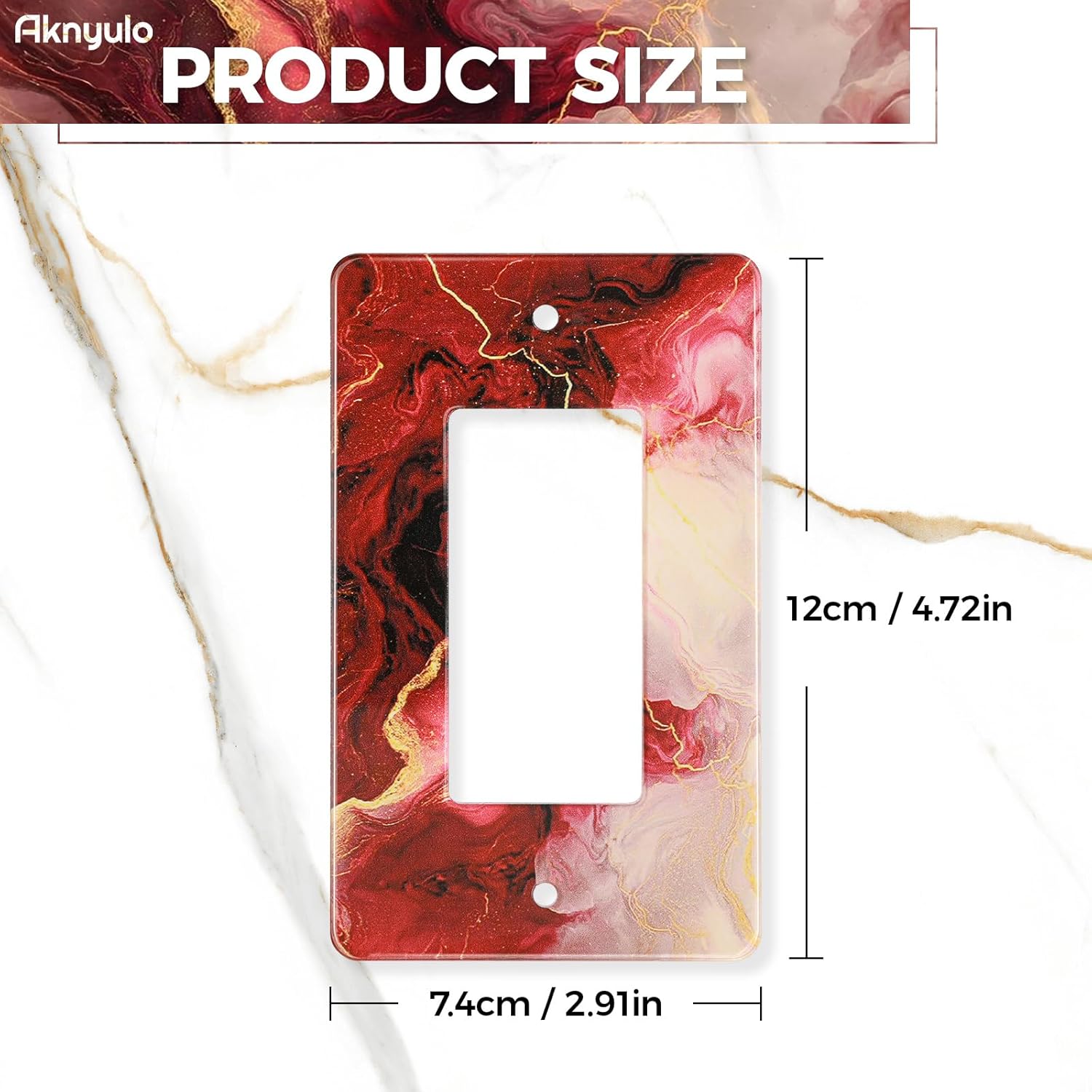 Rich Burgundy Marble Acrylic Wall Plate Switch Light Cover Durable Decorative Outlet Covers Switch Plates And Outlet Covers