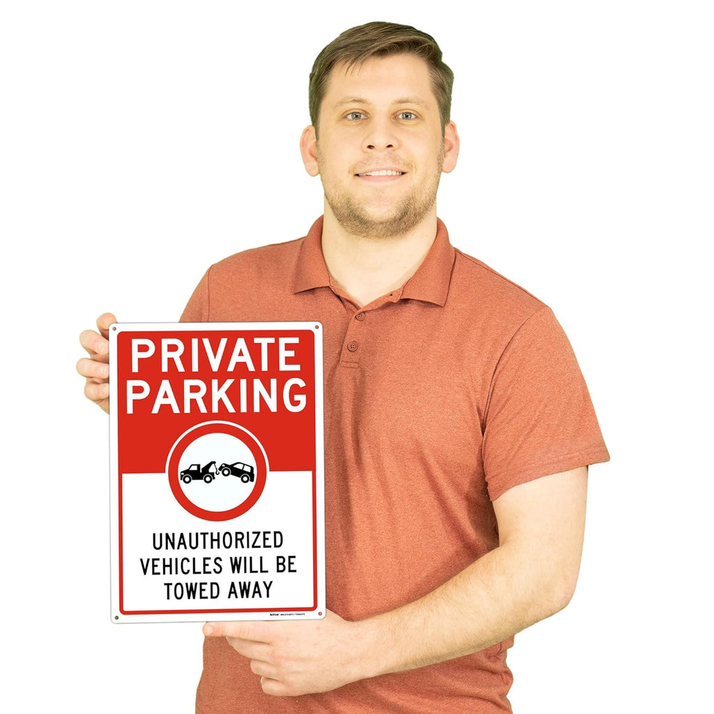 Brimar 10"x14" Private Parking Sign - Rust Free Aluminum, Weatherproof, Clear Designation for Private Parking Areas, Essential for Property Owners.