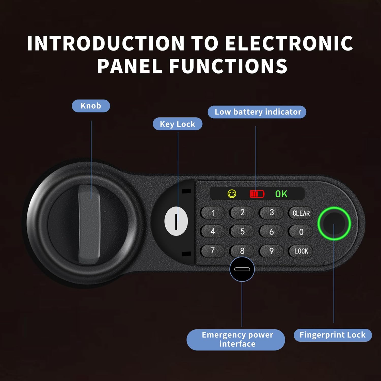 HSGCJS Large Fingerprint Safe – 1.93 Cubic Feet,Biometric Fingerprint Home Safe Box with Digital Keypad,Security box with Induction Light and Leather, Money Box for Jewelry Cash Document Valuables