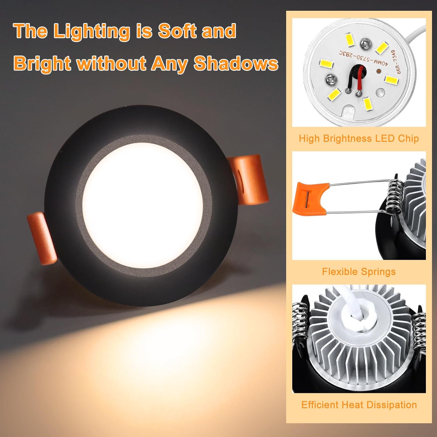 YGS-Tech 2 Inch LED Recessed Lighting, Dimmable Downlight 3W(35W Halogen Equivalent), CRI80, 3000K Warm White Ceiling Light with LED Driver(16 Pack)