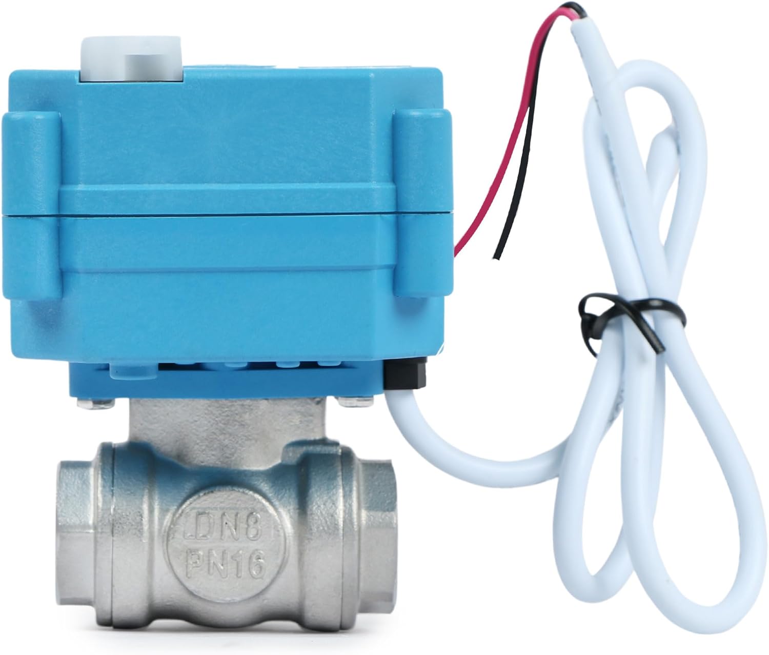 U.S. Solid 3/8" 3 Way Stainless Steel Motorized Ball Valve AC110-230V, L Type Water Shutoff Valve with Manual Function, Standard Port
