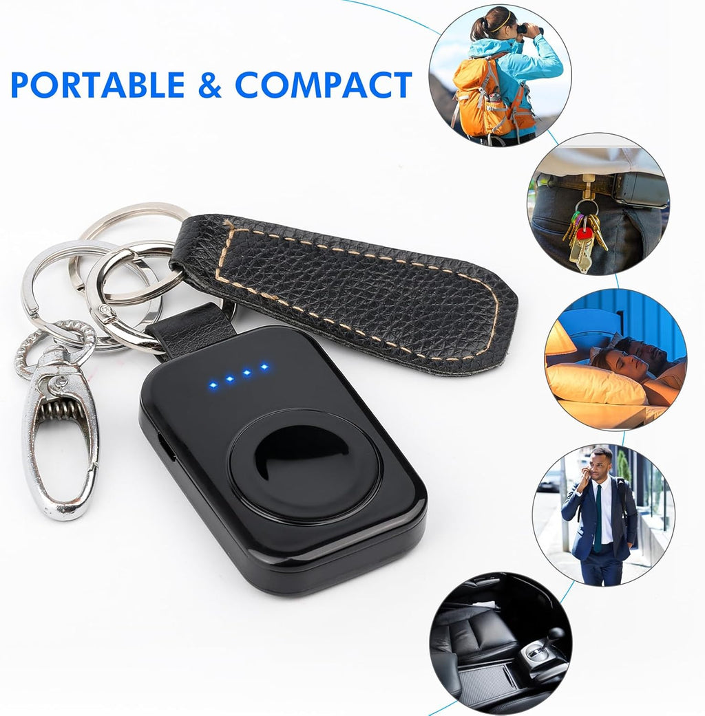 i.VALUX Portable Wireless Charger for Apple Watch Series 11/10/9/8/UItra/7/6/5/4/3/2/SE,Compact Magnetic iWatch Charger 1000mAh Extra Power Bank Smart Keychain Travel Accessories Father Birthday-Black