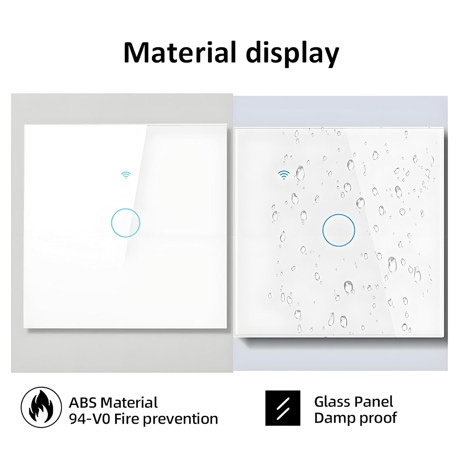Smart Dimmer Light Switch 10A AC80-260V Wi-Fi Touch Remote Control Glass Panel RF Voice Assistant for TUYA (White)