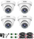 ZOSI 4Pack 2MP 1080P HD Security Cameras, 80ft Night Vision, IP66 Weatherproof, Indoor Outdoor Home CCTV Dome Camera for 1080P/5MP/4K HD-TVI Analog DVR Surveillance System
