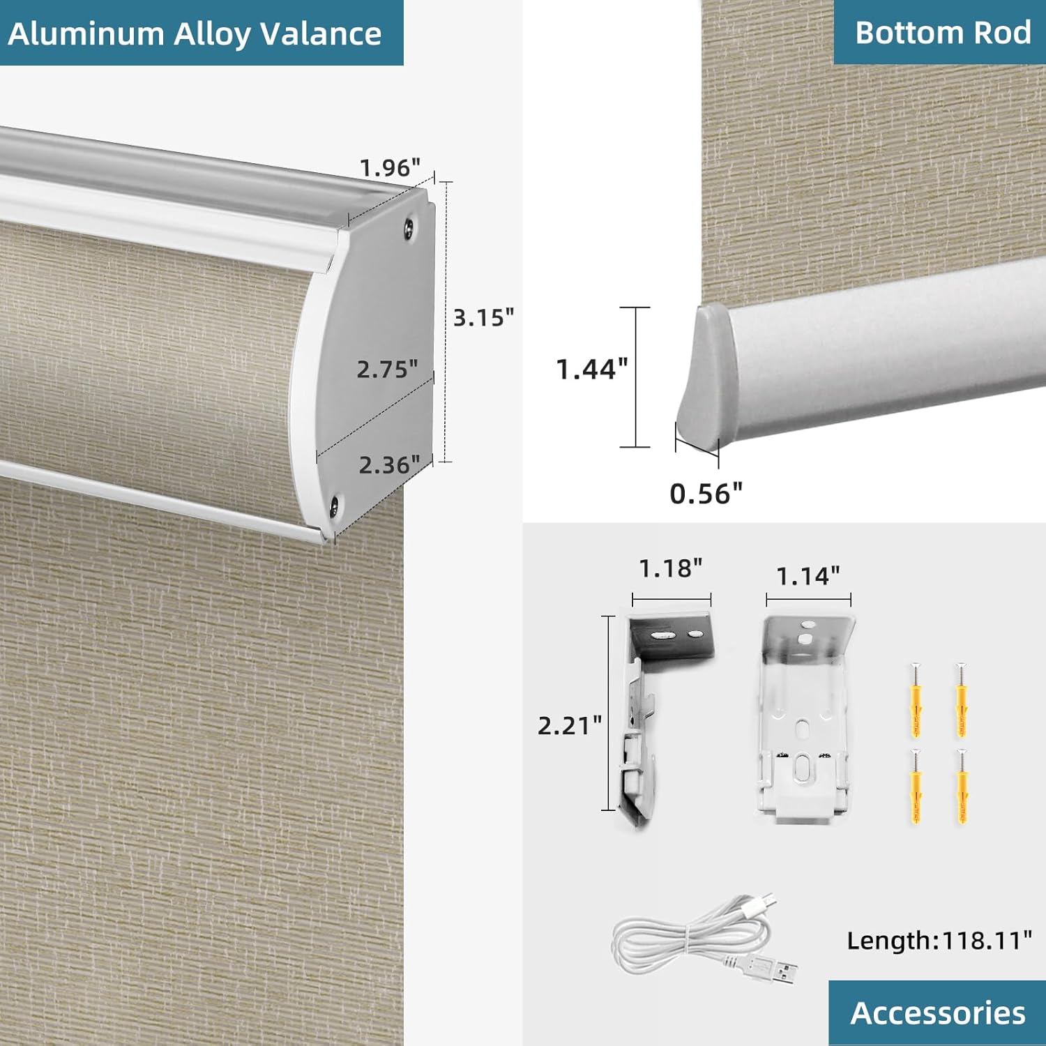 SmartWings Motorized Roller Shades Work with Homekit, 100% Blackout Smart Blinds for Windows, Cordless Remote Control Window Shades, Safar Biscuit, Customized Size