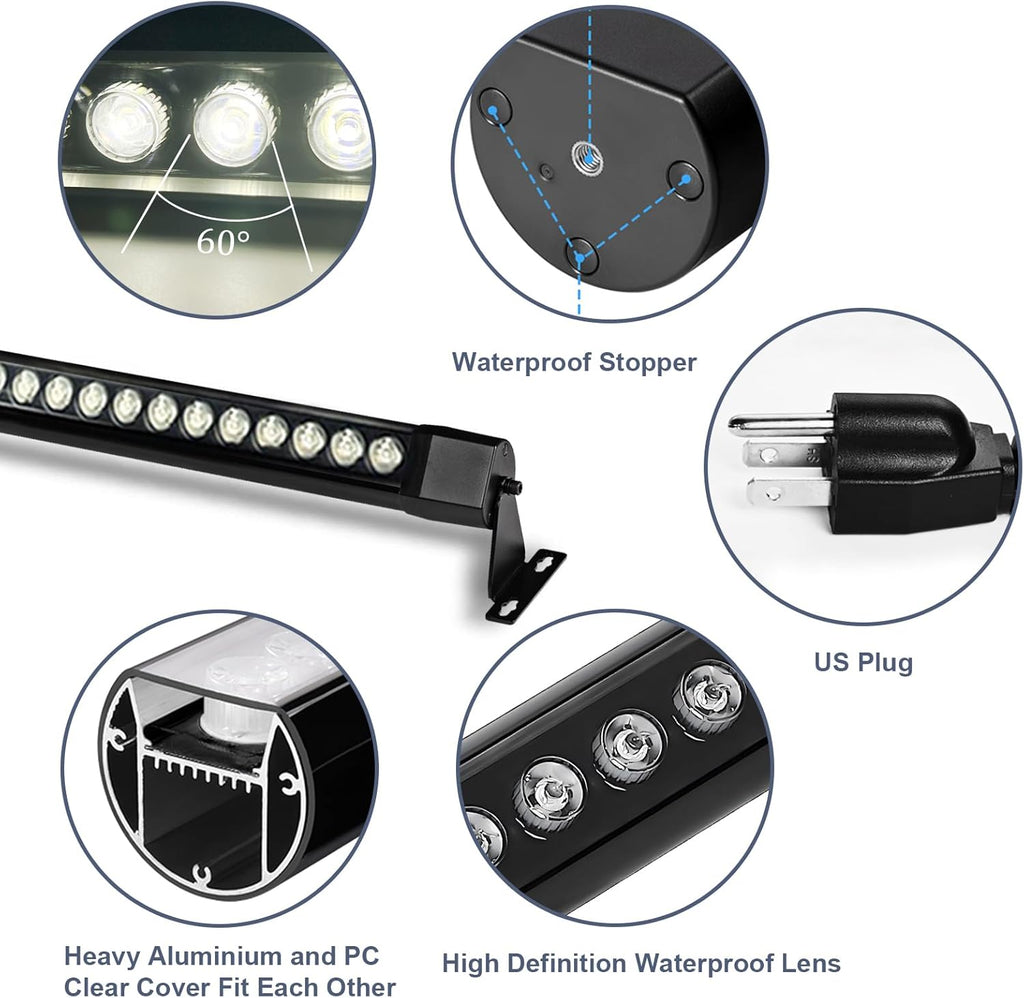 72W LED Wall Washer Light Bar, 4FT 4000K Neutral White Outdoor Wall Washer Lights, 120V Waterproof IP67 LED Light Bar for Outdoor (2 Pack)