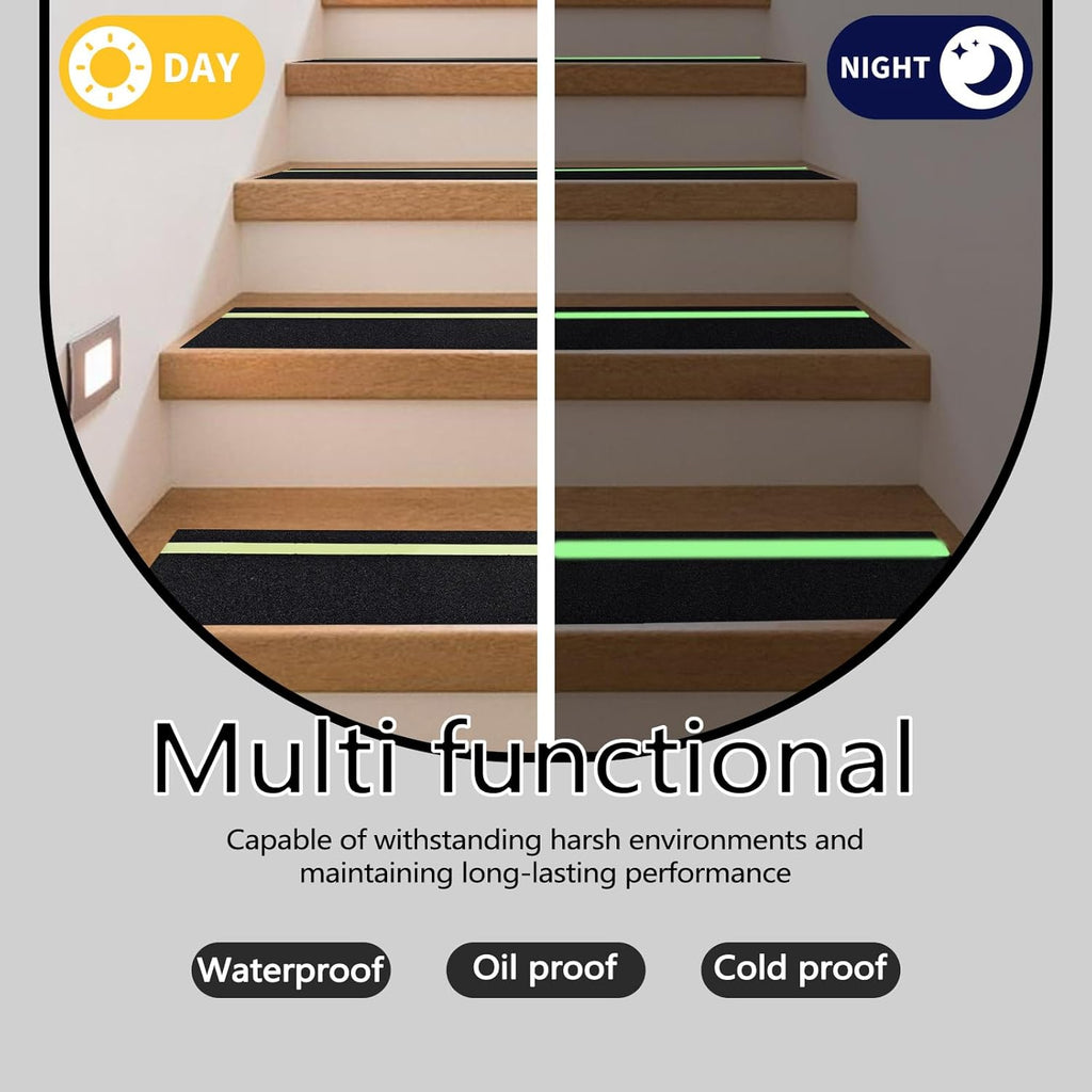 Huakaile Glow in The Dark Tape Anti Slip Grip Tape, 1.96" x 16.4Ft Luminous Reflective Tape, Waterproof Non Skid Traction Tape Strips for Outdoors Steps Indoor Stairs Treads Ladder Floor