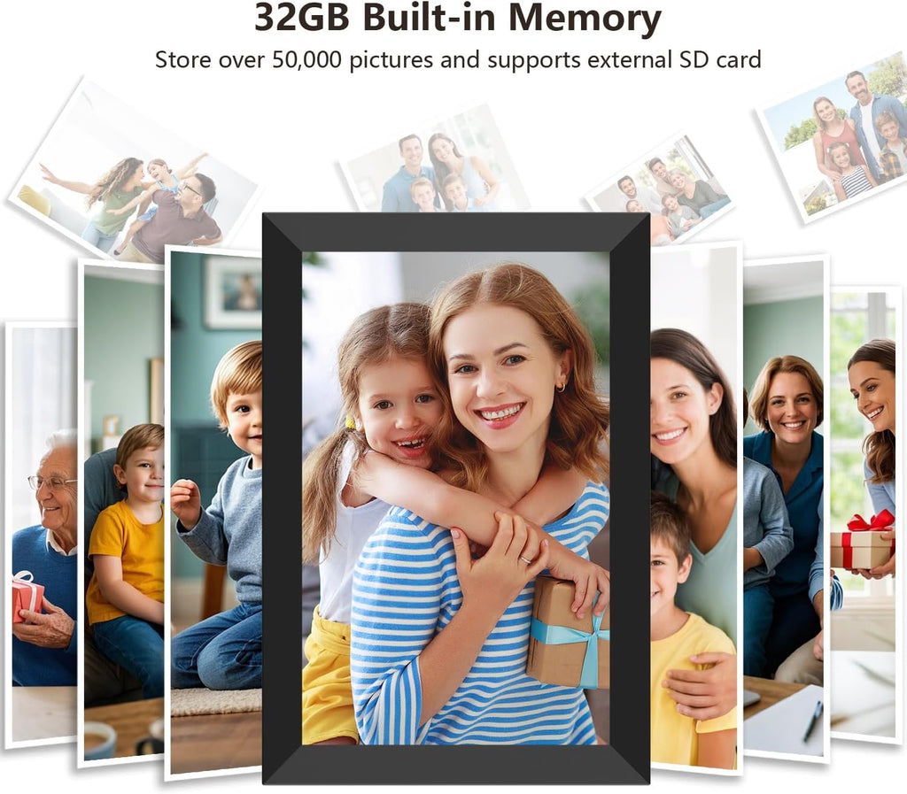 SSAWIFIFRAME Digital Photo Frame 10.1 inch WiFi Digital Picture Frame IPS Touch Screen 32GB Storage Auto-Rotate Easy Setup to Share Photos & Videos via SSA WiFi Frame App from Anywhere