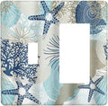 Decorative Outlet Covers Blue Starfish Brown Coral Ocean 2 Gang Light Switch Cover Plate Single Toggle 1 Rocker Wall Plates for Electrical Outlets Switch Plate Covers for Girlroom Home Decor