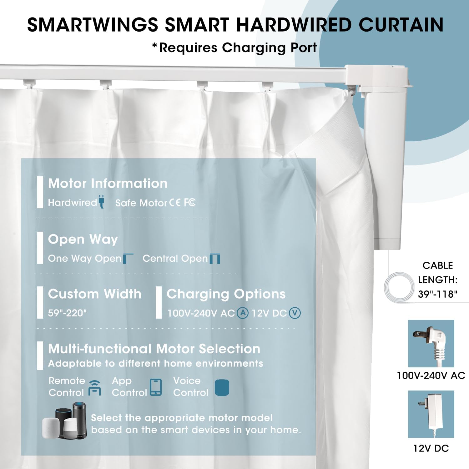 SmartWings Automatic Curtain Opener with Drapery, Motorized Vertical Blinds with Remote, Electric Closet Doors Sliding Panels Compatible with Alexa Google Homekit, Sheer Colorful Radiance