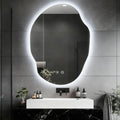 Asymmetrical Bathroom Mirror with Lights,Irregular LED Bathroom Vanity Mirror with Backlit,Anti-Fog,3 Colors and Dimmable Light with Memory,Hardwired Supported[Horizontal/Vertical] 30" H x 22" W