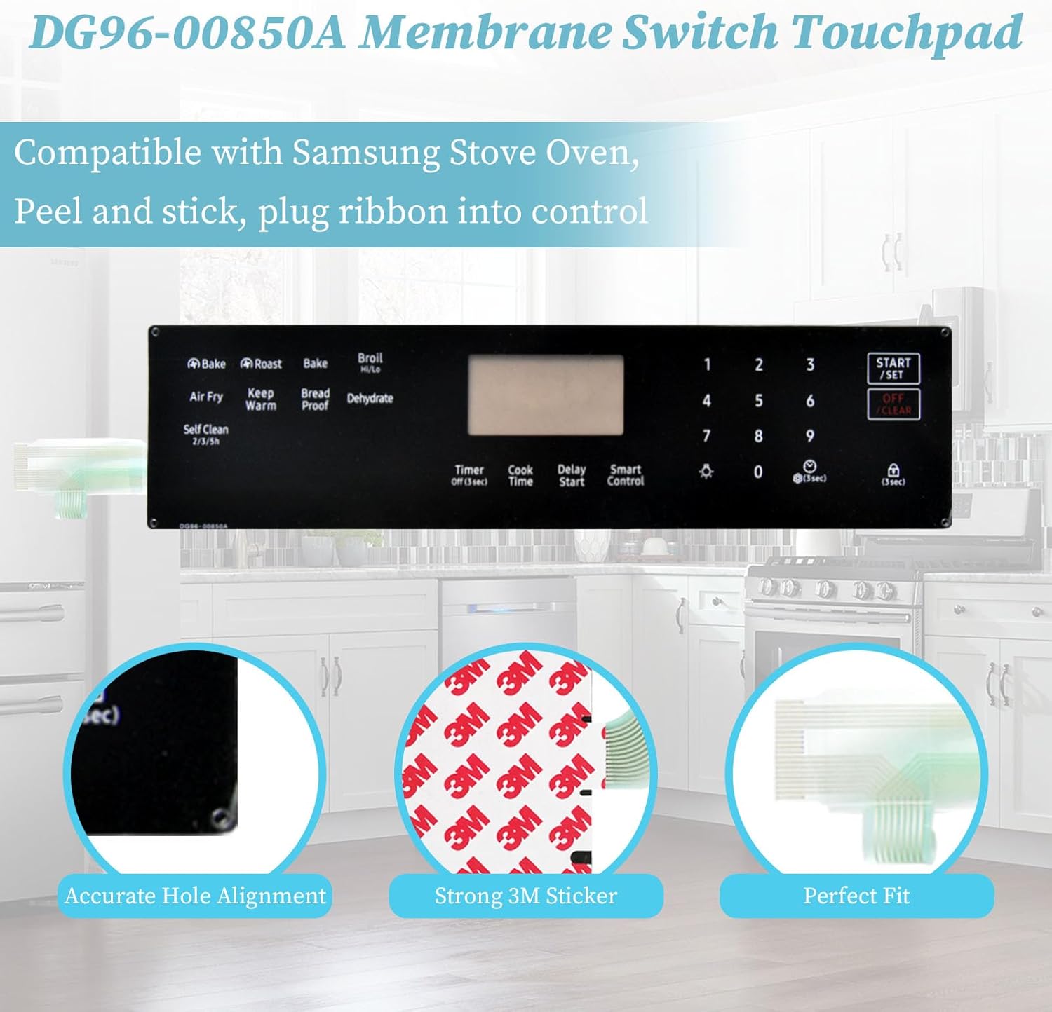 DG96-00850A Switch Membrane Replacement Model, Touchpad Overlay, Compatible with Samsung Stove Oven, Replaces NX60A6711ST/AA-00,NX60A6711SS/AA-01,NX60A6711SS/AA-00, NX60A6711SS/AA-02