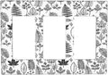 Black White Leaf Wheat Maple Leaf Plant Light Switch Covers 3 Gang Rocker Decorative Triple Outlet Wall Plate Cover Electrical GFCI Switchplate for Bedroom Bathroom Decor