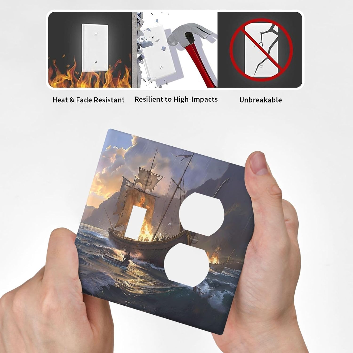 Outlet Covers Medieval Vintage Sailing Adventure Sailings Ocean Waves 1 Toggle 1 Duplex Switch Plate Covers Electrical Light Switch Cover Plate Decorative Wall Plate Socket Cover for Bedroom Cabin