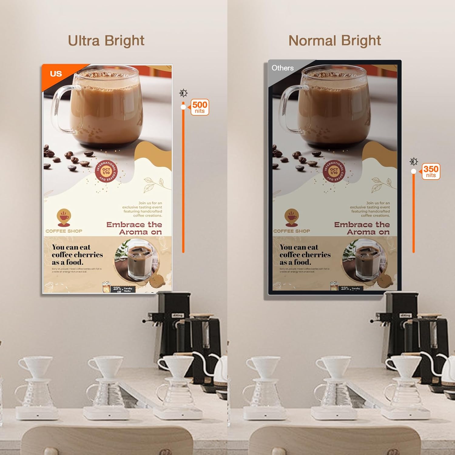 100inch Ultra-Slim Bezel-Less Digital Signage Display 4K HD 500 Nits Wall-Mountable Digital Signage Monitor 4+64G Android System HDMI Connectivity Ideal For Wayfinding Advertisingand More
