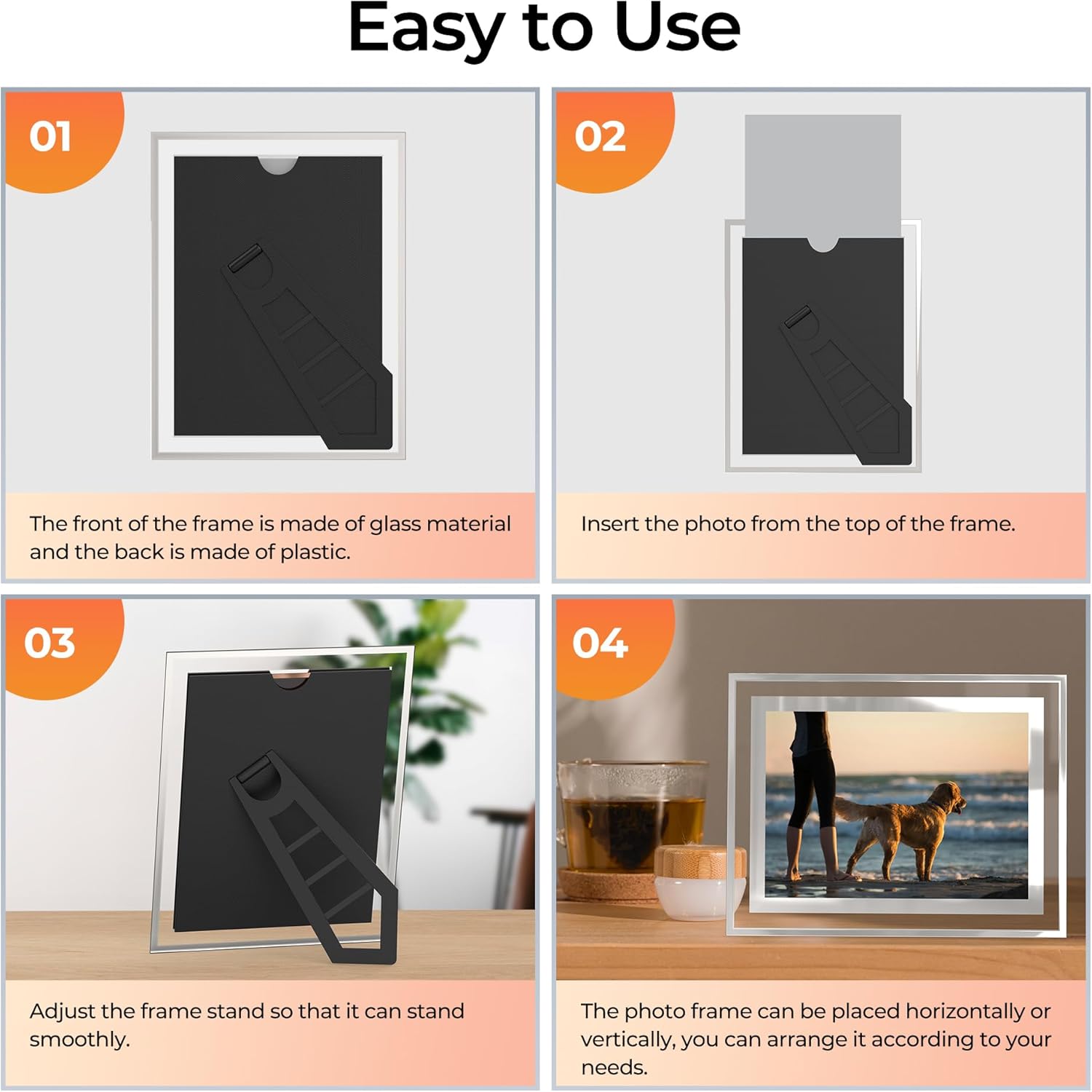 5x7 Picture Frames Set of 2, Desktop Clear Glass Photo Frame Horizontal or Vertical Display for Landscape, Portrait, Wedding, Pet Photos