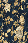 Light Switch Cover Plate Boho Vintage Floral Golden Flower Dark Blue Background 1 Gang No Device Blank Electrical Wall Plates Faceplate Decorative Switch Plate for Bedroom living Room Decor