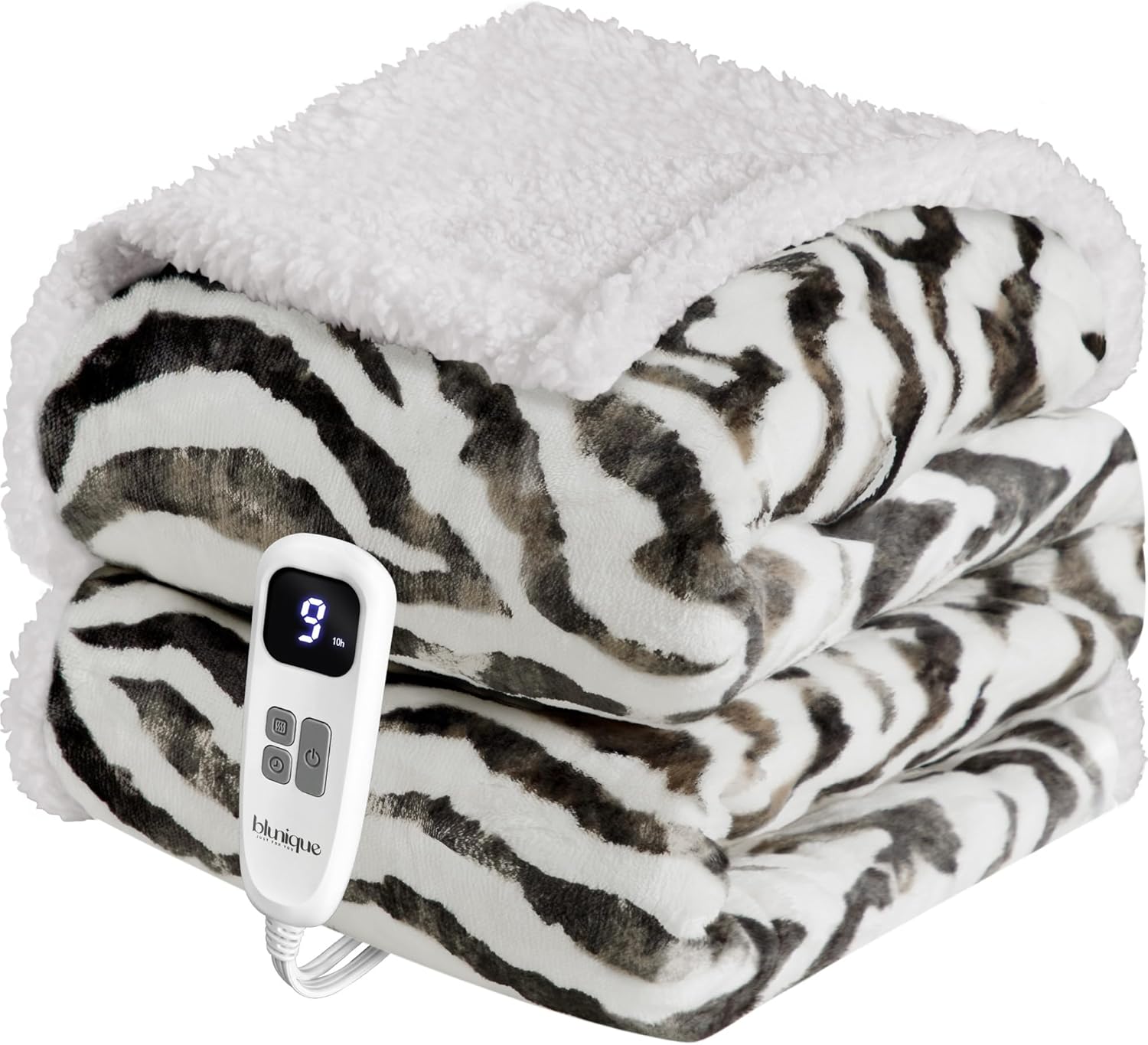 Heated Blanket Throw Electric Blanket – Fast Heating Blanket with 10 Heat Settings & 10 Hours Auto Off, Cozy Soft Fleece Sherpa, Washable, Warm Gifts for Grandma