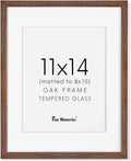 11x14 Picture Frame for Wall, 11 x 14 Photo Frames - Made of Solid Oak Wood & Tempered Real Glass, Rustic Wood 11 by 14 Frames for Home Decor, 11x14 Frame Matted to 8x10, Walnut Color, 1 Pack