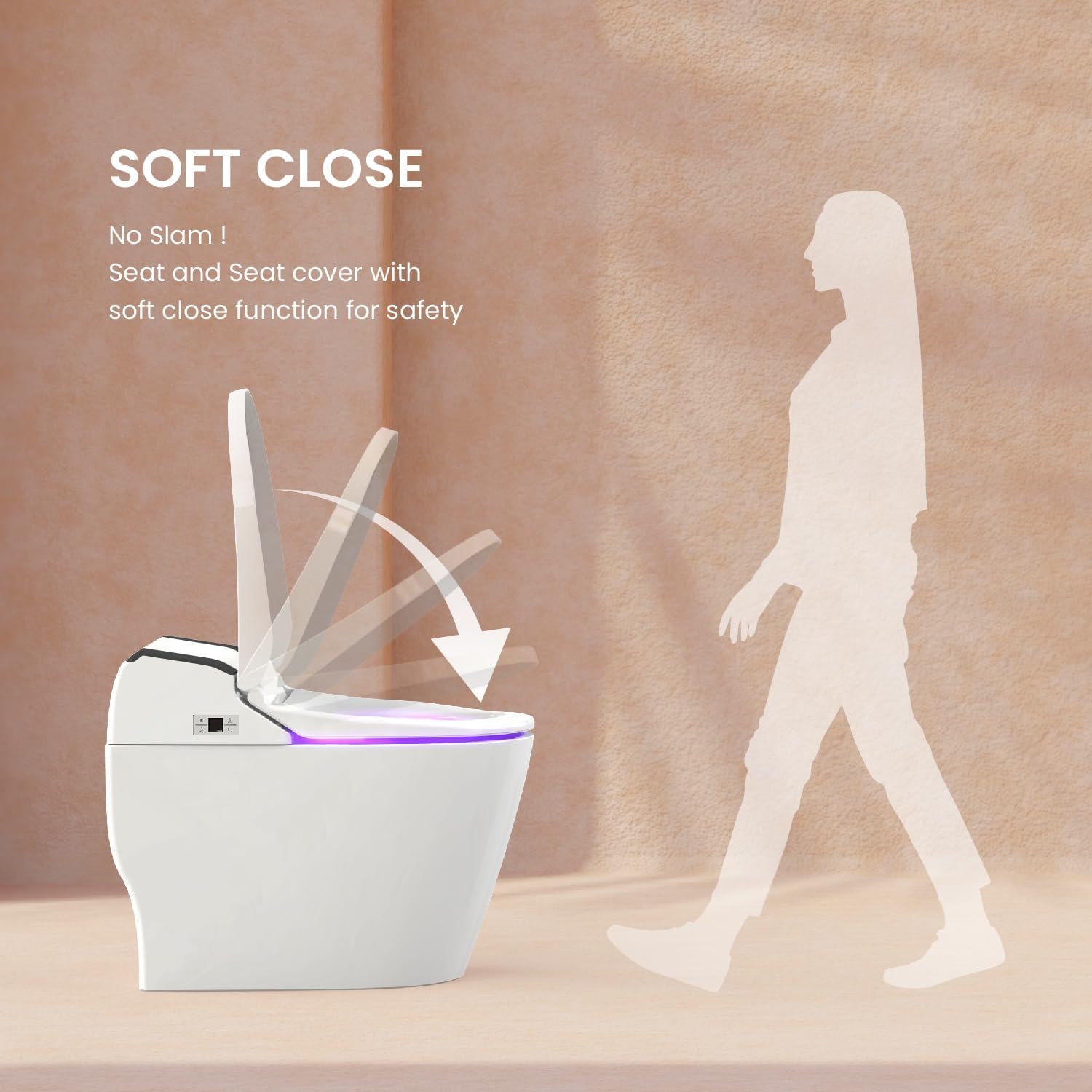 VOVO STYLEMENT TCB-8100N Smart Toilet for bathrooms, Elongated One Piece Toilet with Soft Close Lid, Auto Dual Flush, Heated Seat, Made in Korea