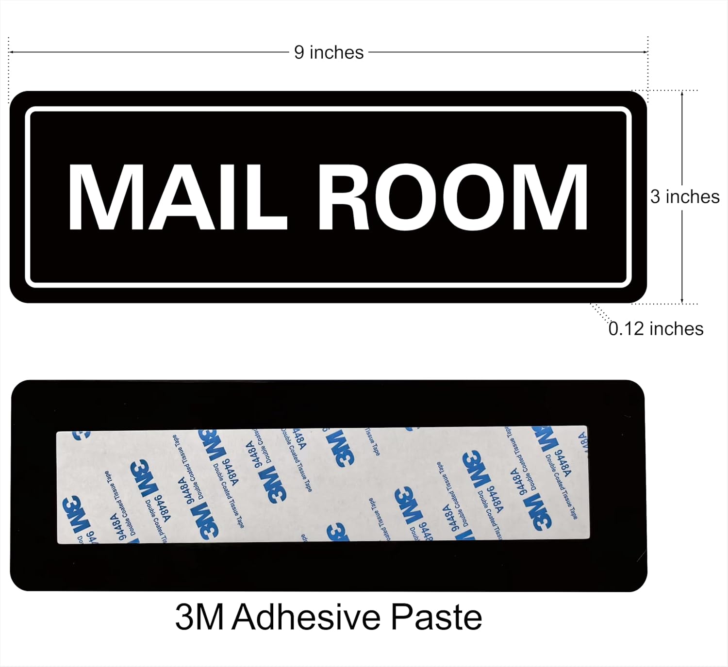 Mail Room Sign – Premium Frosted Acrylic Material, Strong Self-Adhesive, Quick Installation, Suitable For Your Office, Hotel, Bar, Restaurant And Home(9 × 3 Inches, Black)