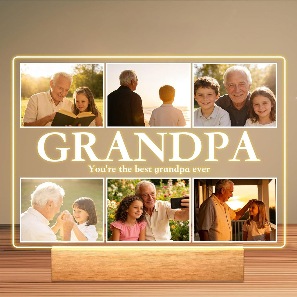 Custom Picture Frames - Customizable Decorative Sign with Photo & Song Option - Ideal Gift for Couples, Mothers Day, Boyfriend & Girlfriend (Grandpa)