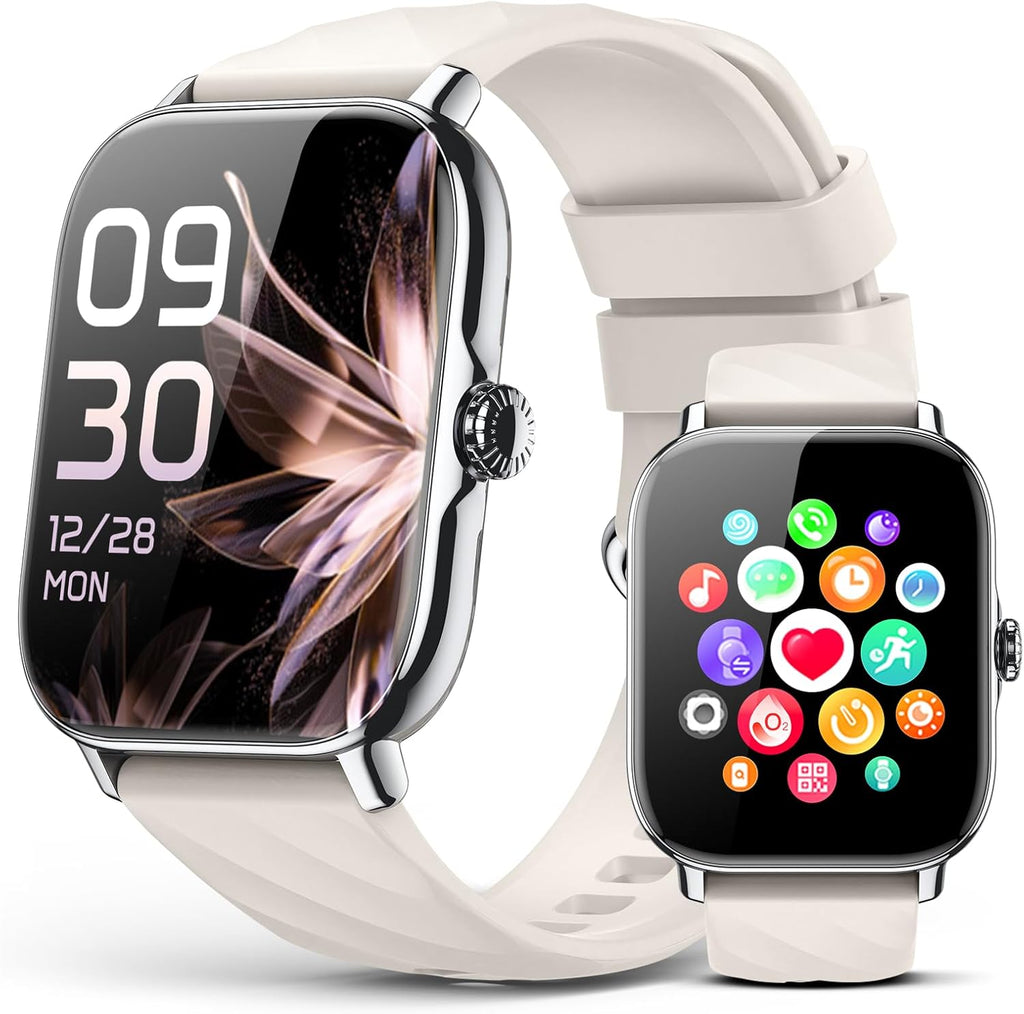 Smart Watches Fitness Tracker for Men Women with Step Counter, Sleep Calorie Monitor, Pedometer, IP68 Waterproof, 120+ Sports for iPhone Android, 1.91” Touchscreen Smartwatch (Casual, Starlight, 1.91)