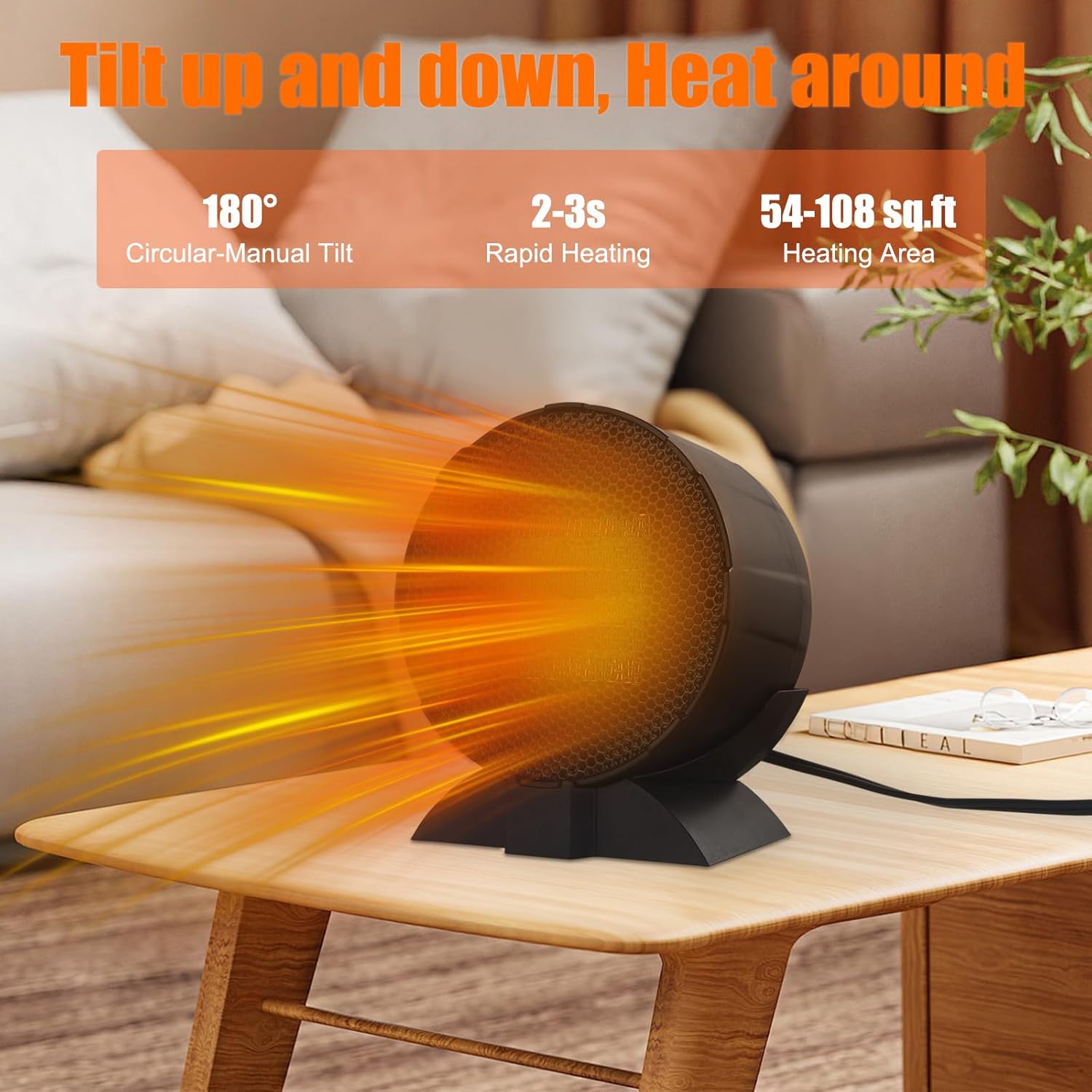 DGE Space Heater 1500W, Portable Electric Heater with Stand and Hanging, with Remote Control Indoor Use, 3 modes, remote Quiet Desktop Heater Suitable for Bedrooms and Offices