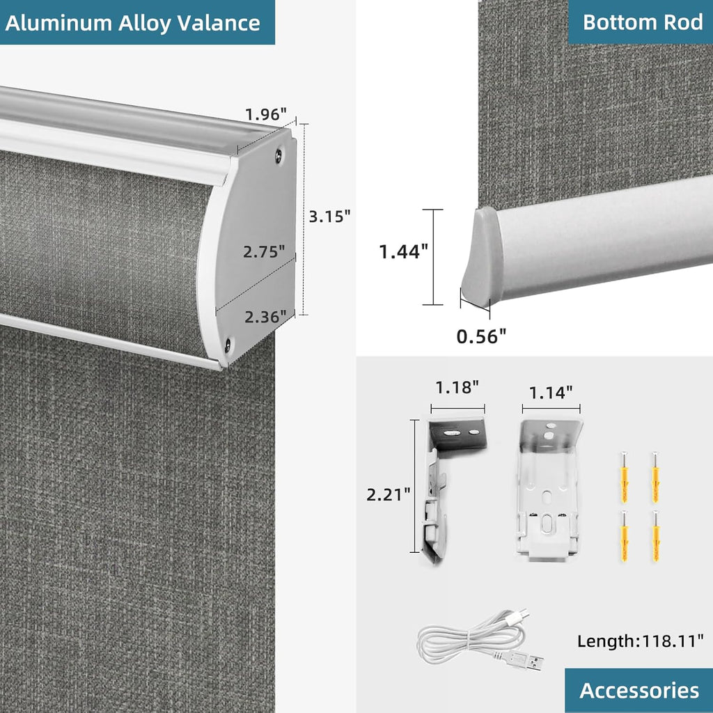 SmartWings Motorized Roller Shades Work with Homekit, Alexa Google, 100% Blackout Smart Blinds for Windows, Cordless Remote Control Window Shades, Vigor Dove, Customized Size