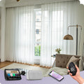 Graywind Rechargeable Smart Curtains Compatible with Alexa App Remote Control Motorized Drape for Sliding Door One-Way or Split Draw, Custom Width Up to 220" (Sheer Solid White)