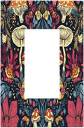 Decorative Outlet Covers Coloful Red Yellow Orange Magical Mushroom Forest 1 Gang Single Rocker Light Switch Cover Plate GFCI Wall Plates Electrical Switch Plate Cover for Bedroom Home Decor