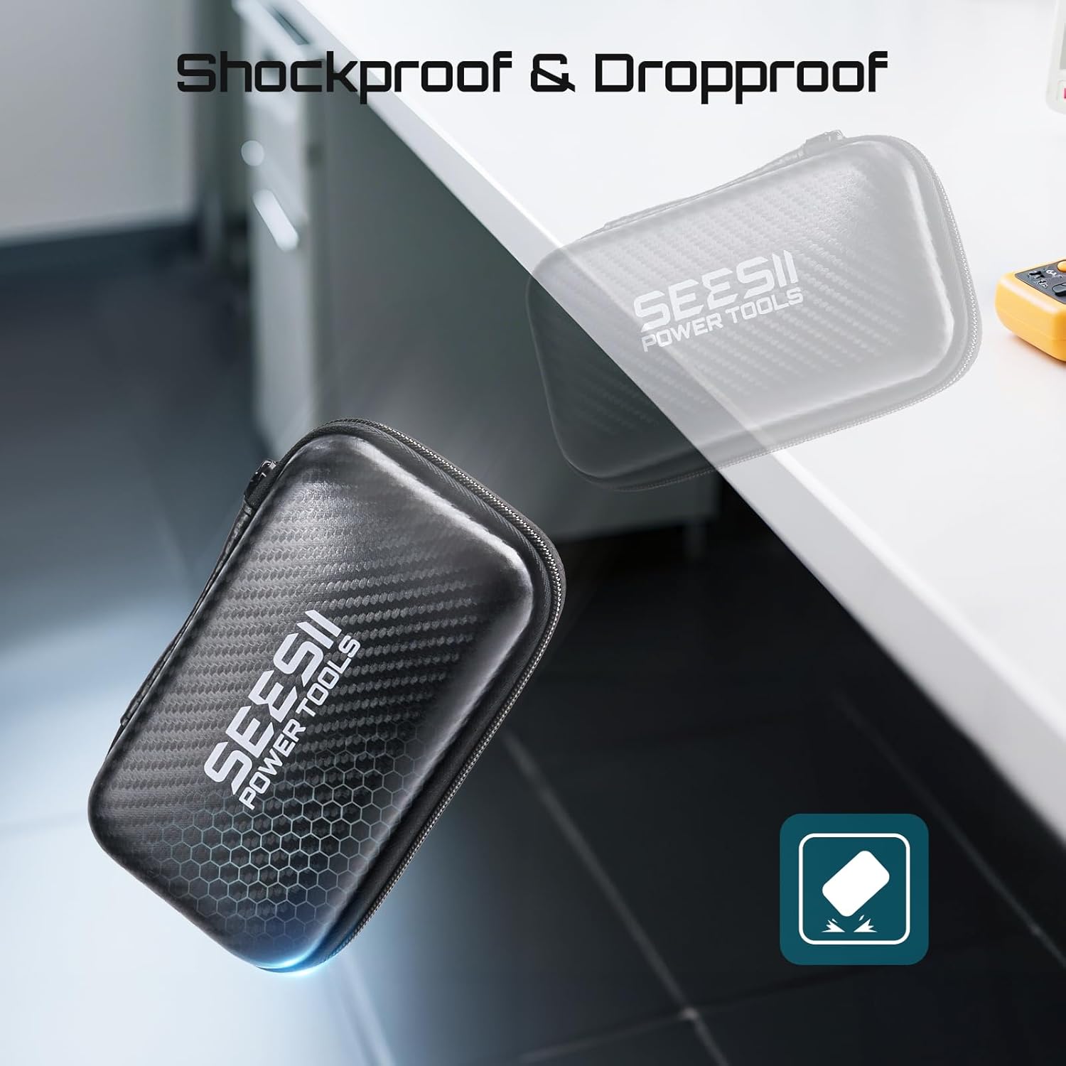 Seesii 4 Inch Protective Case for NanoVNA-H4 & TinySA Ultra: EVA Hard Shell Storage Pouch with Custom Foam for Antenna/Spectrum Analyzer, Waterproof Shockproof Design with Carry Strap