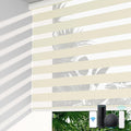 LazBlinds Motorized Zebra Roller Shades, Rechargeable Smart Blinds with Remote Control, Custom Size Light Filtering Dual Layer Roller Sheer Shades, Cream