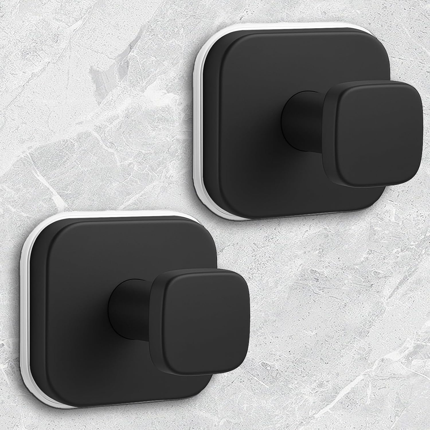 Shower Hooks for Inside Shower,Reusable Suction Cup Hooks for Glass Window,Mirror,Removable Towel Hooks for Bathroom,2 Pack(Black)