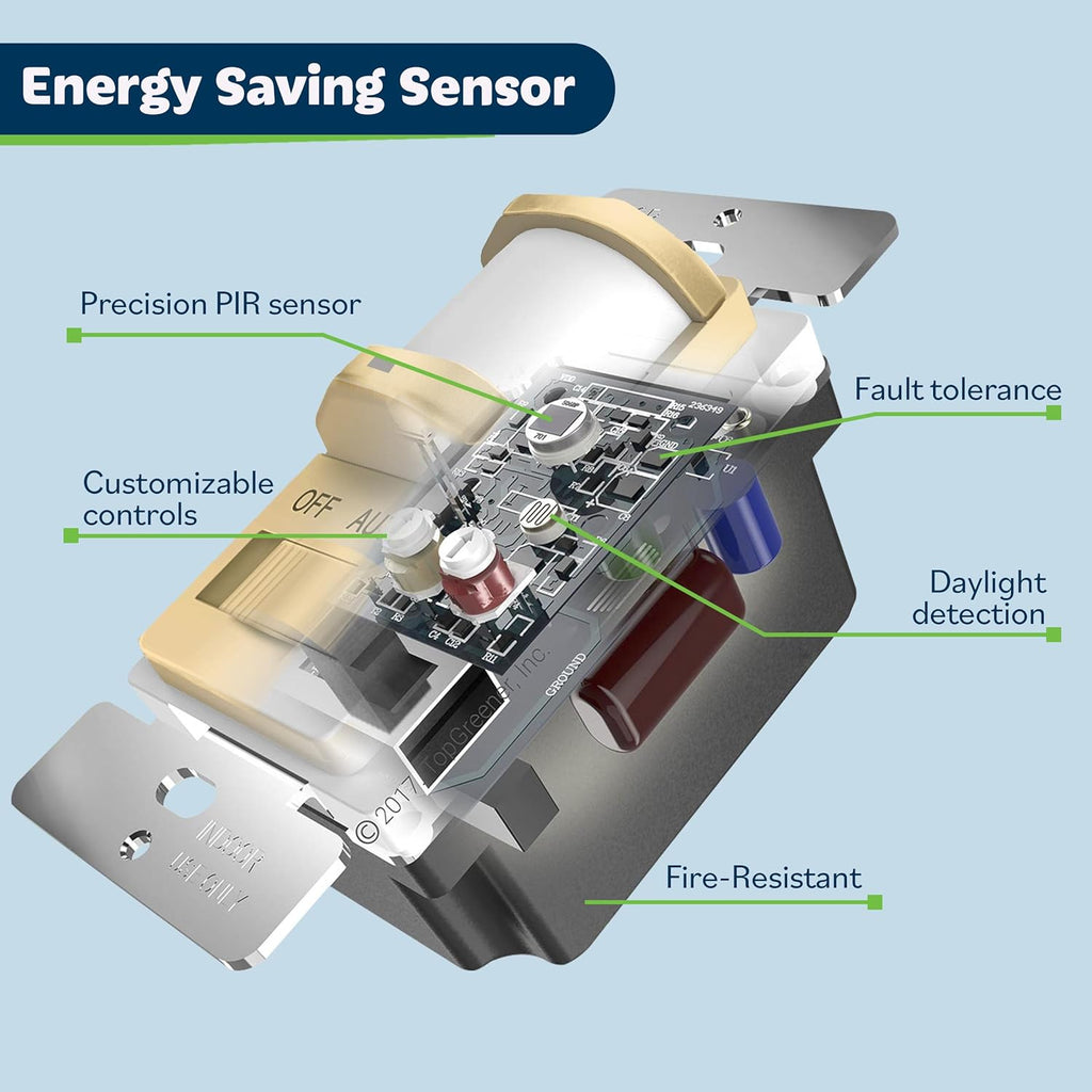 TOPGREENER in Wall PIR Motion Sensor Light Switch, Occupancy Sensor Switch, Neutral Wire Required, On/Off Override, Single Pole, 4A, 500W, Wall Plate Included, TSOS5-GDSWP, Gold