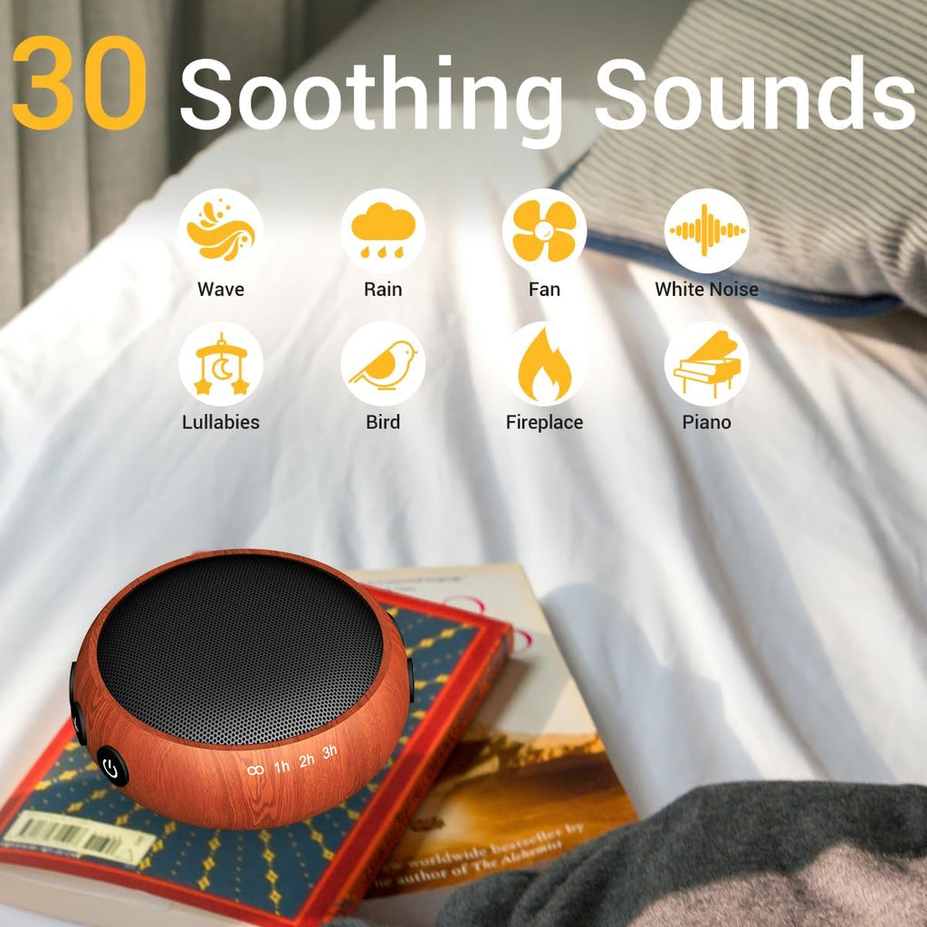 SoundMe Small Sound Machine Brown Noise Machine 30 Soothing Natural Sounds Rain Fan Pink White Noise Machine for Baby Kids Adults with 36 Volume Control Powered by AC or USB Sleep Timer
