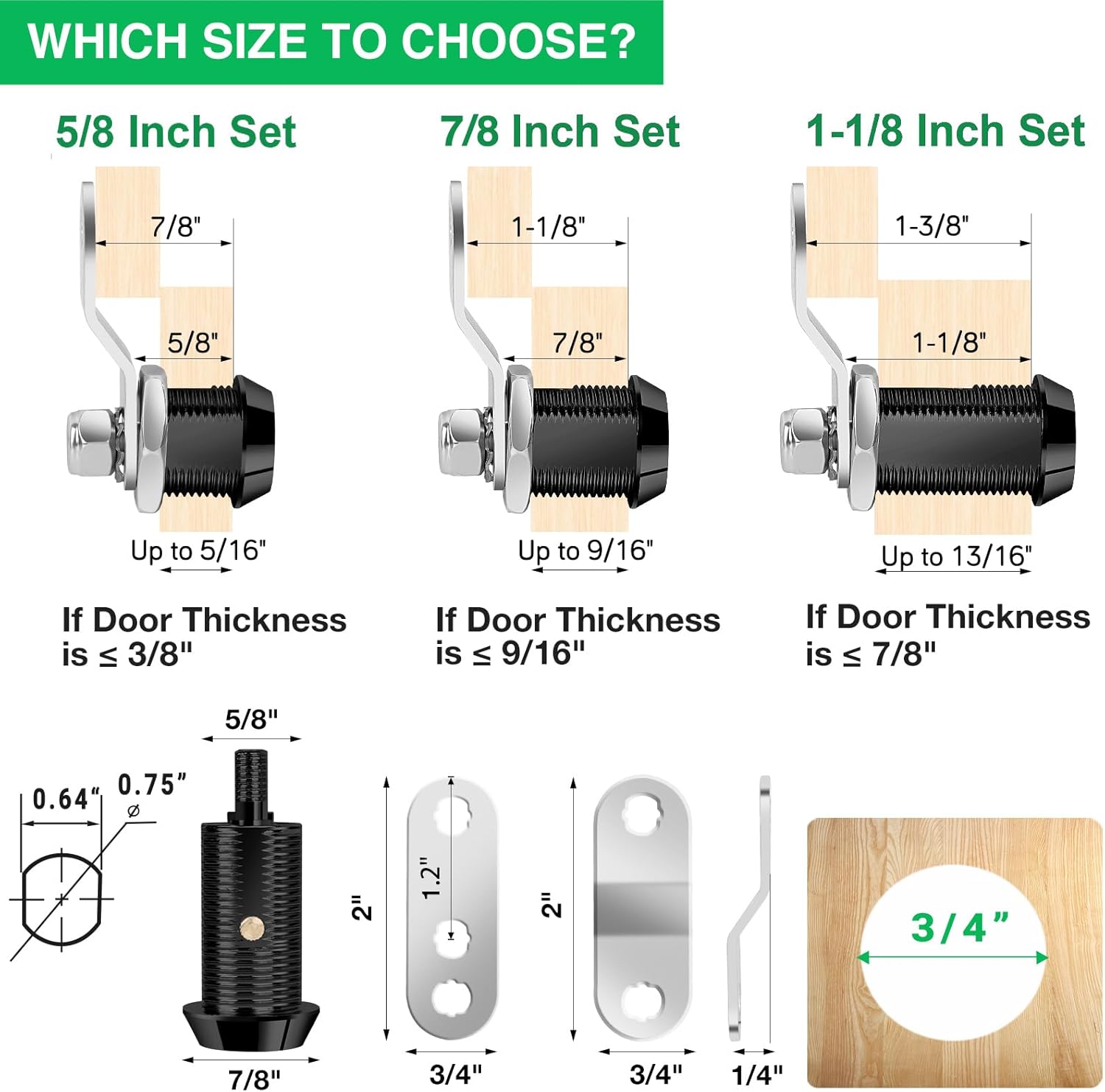 5 Pack Cabinet Lock with Keys, 1-1/8” RV Storage Lock Keyed Alike, RV Locks for Storage Door, Camper Cabinet Door Toolbox Lock Mailbox RV Cam Locks with Manual (Black -5 Pack, 1-1/8 Inch)