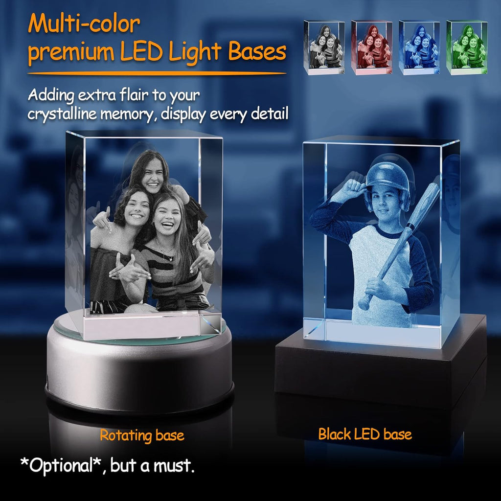 3Dpixdance 3D Crystal Photo(XL, Portrait), Personalized Gifts with Your Own Photo for Fathers Day, Engraved 3D Crystal Picture, Customized Gift for Birthday, Wedding, Anniversary, Memorial, Father’s